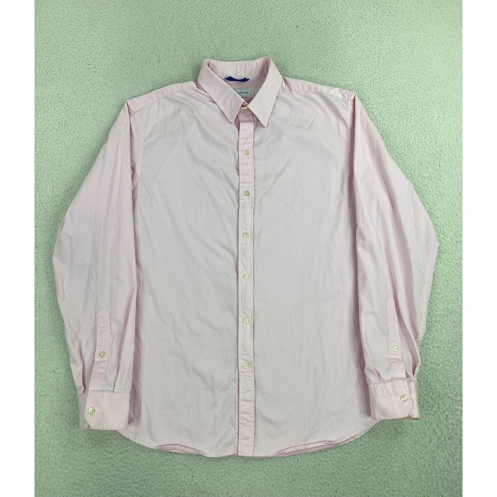 Teddy Stratford Dress Shirt Mens Medium Pink Athletic Fit Cotton Zip Front LS